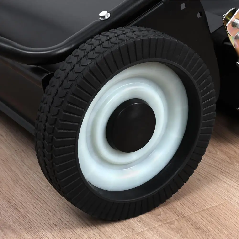 

44-дюймовая прицепная подметальная машина с регулируемой высотой подметания, большой емкостью для сбора листьев и травы, с механизмом опрокидывания и резиновыми колесами