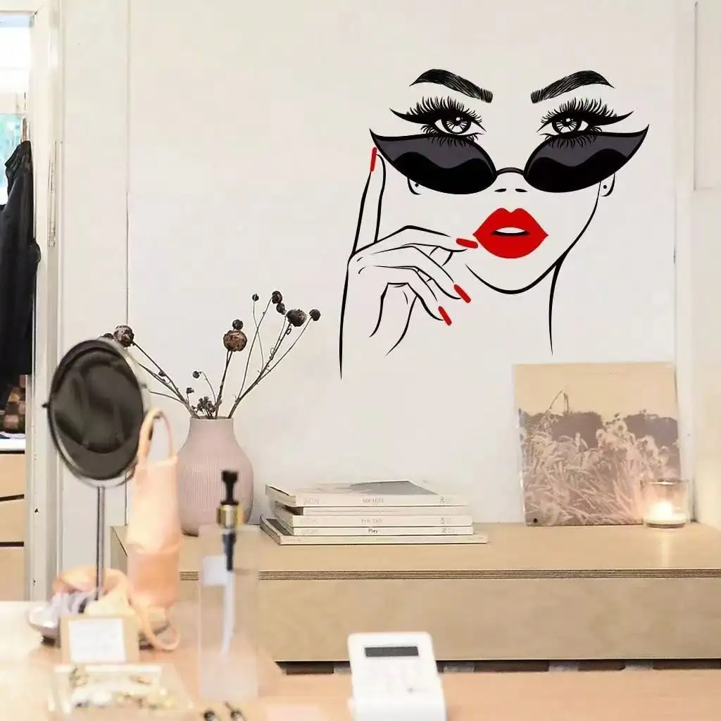 

Beauty Red Lips Wall Sticker Self-Adhesive Bedroom Living Room Background Wall Decoration Sticker