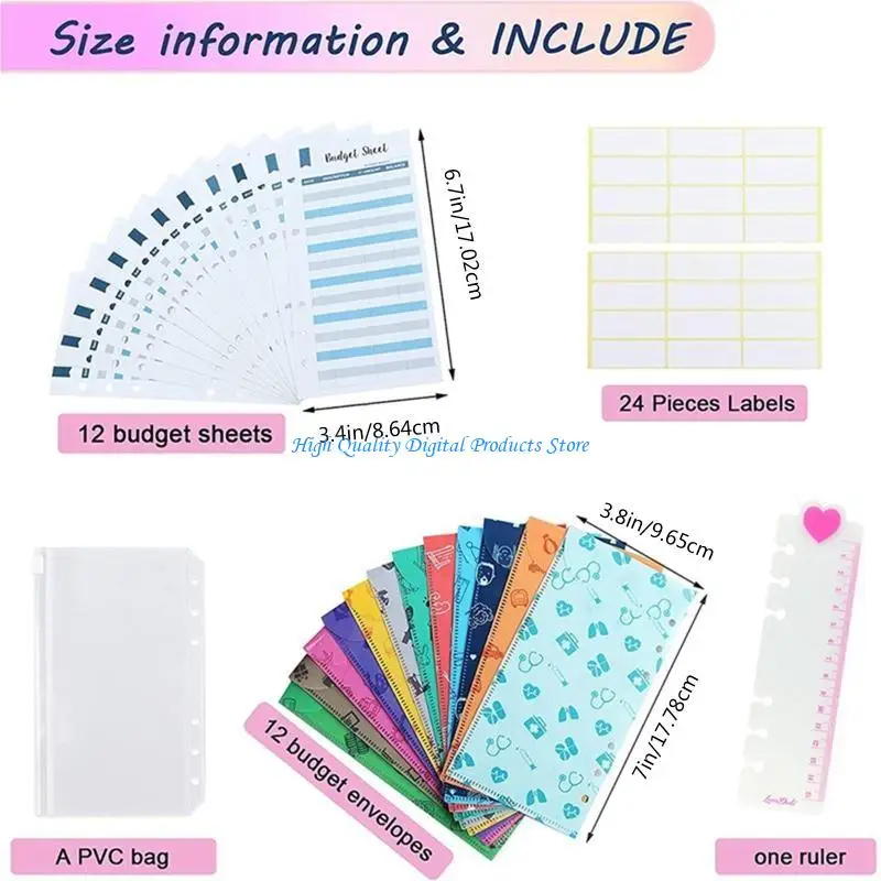 u2je น่ารัก Binder Budget Survelope Planner สำหรับ W/ Cash Survelopes