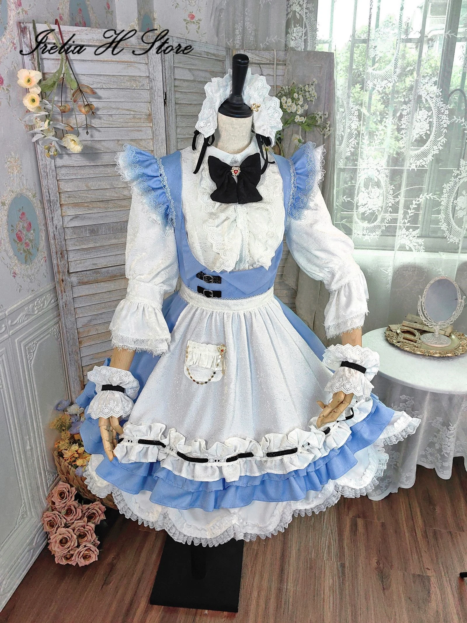 Irelia H FF14 Maid Dress Cosplay Costume Final Fantasy XIV Housemaid's Apron Dress Halloween Costumes can custom size made