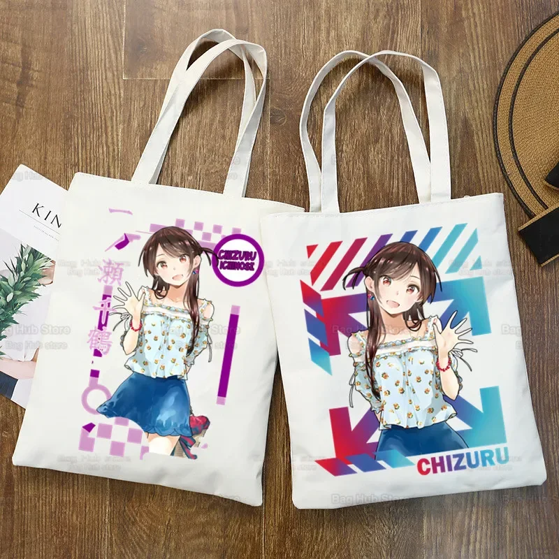 Rent A Girlfriend Chizuru Mizuhara Canvas Shoulder Bag Customize  Handbag Casual Tote Bag Large Capacity Reusable Shopping Bag