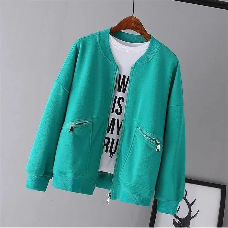 

Spring Autumn Women's Sweatshirt 2023 New Casual Sports Fashion Baseball Coat Female Outerwear Cardigan Zipper Coat Short Jacket