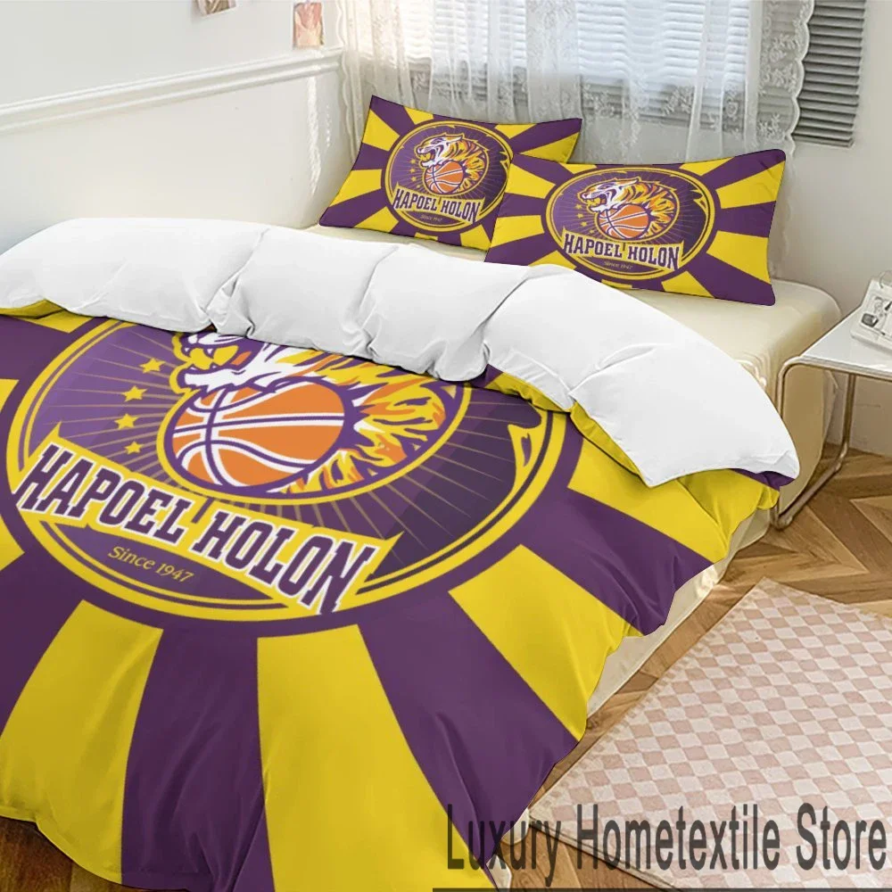 3D Hapoel Holon Basketball Bedding Set Duvet Cover Bed Set Quilt Cover Pillowcase Comforter king Queen Size Boys Adult Bedding