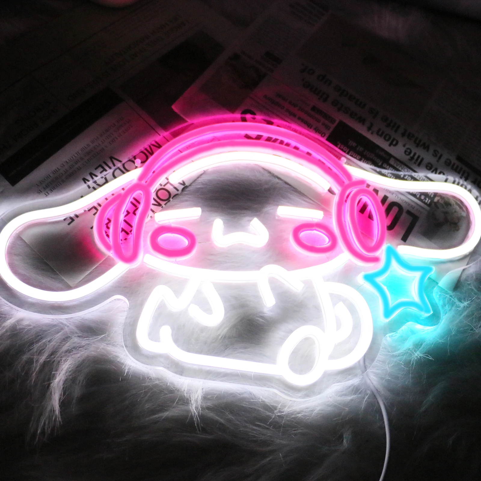 UponRay-Anime Neon Sign Cute LED Neon for Bedroom Game Room Apartment Cartoon Character Dog Home Room Decor Gift for Kids