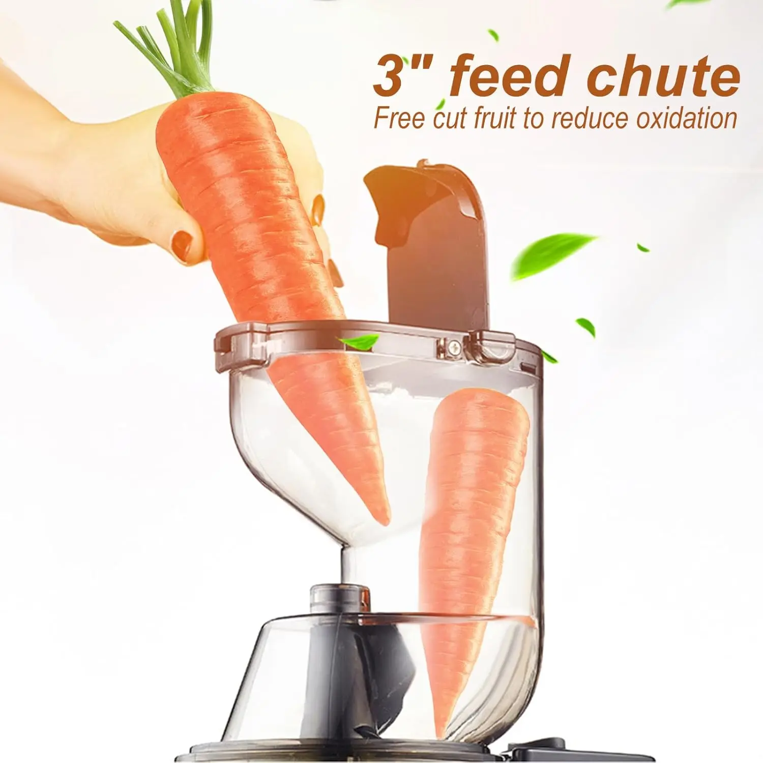 OverTwice Slow Masticating Juicer Cold Press Juice Extractor Apple Orange Citrus Juicer Machine with Wide Chute Quiet Motor