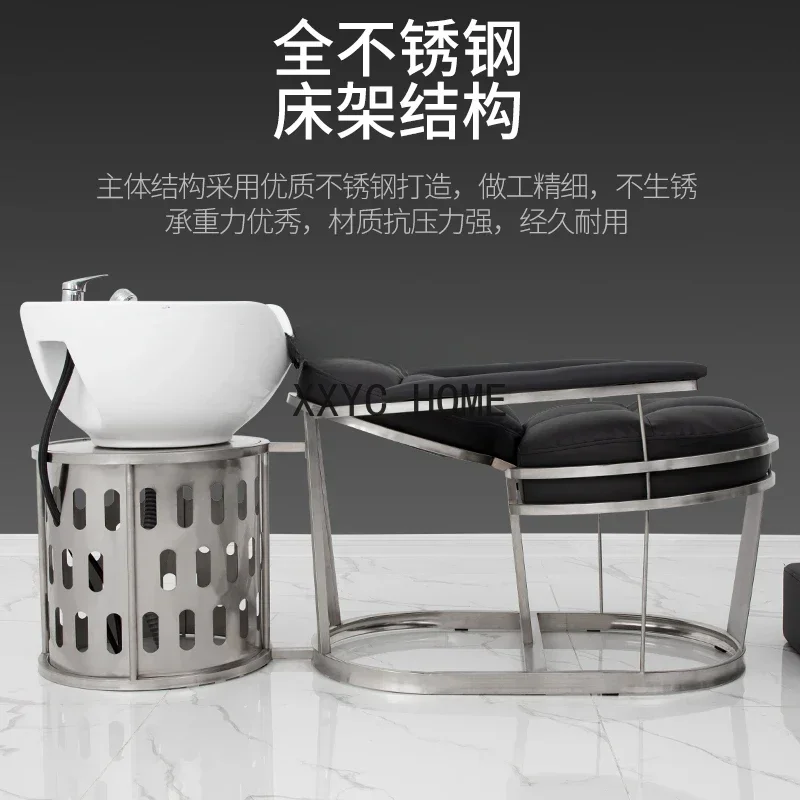 Barber Shop Shampoo Chair Half Lying for Hair  Sitting Beauty   Flushing Bed Rotatable