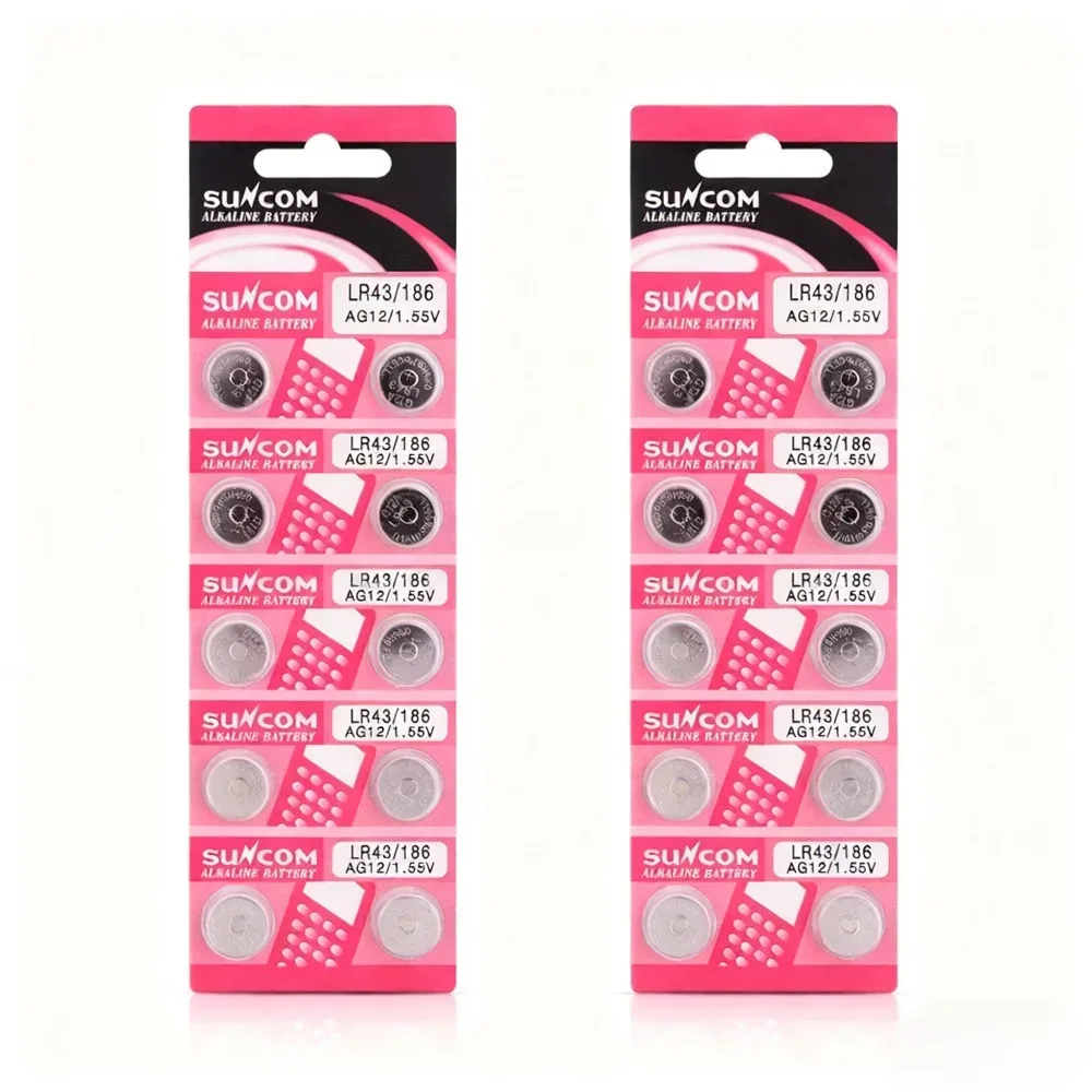 Button Cell Battery AG12 LR43 1.55V 23mAh 5-50PCS SR43 386 V12GA SR1142 Replacement for Watch Toy Remote