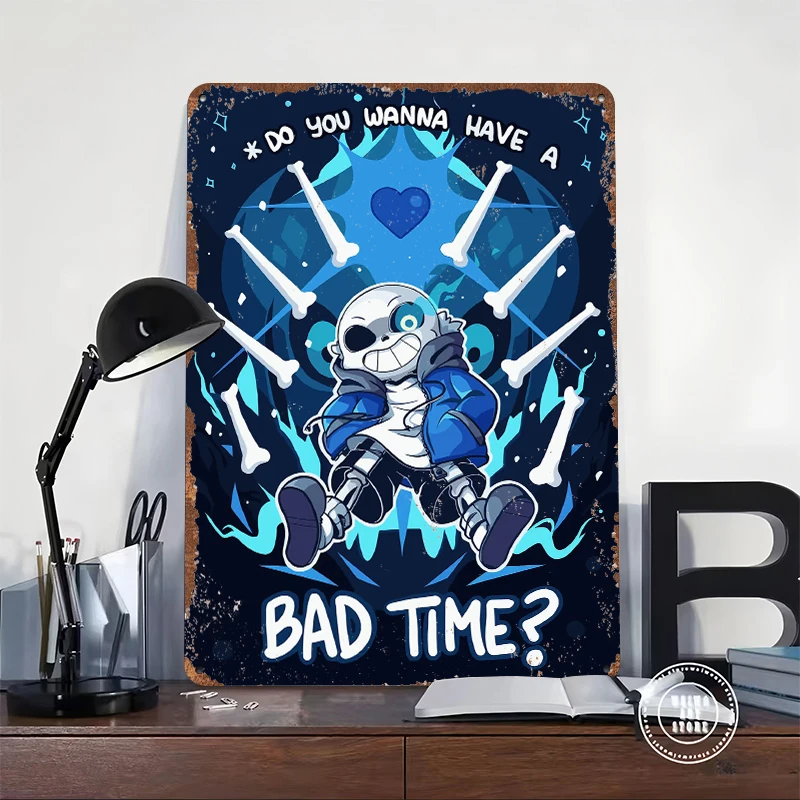 Sans Undertale: Bad Time Poster Customized Vintage Metal Signs Wall Art Retro Tin Plaque for Decoration Garage Decorations House