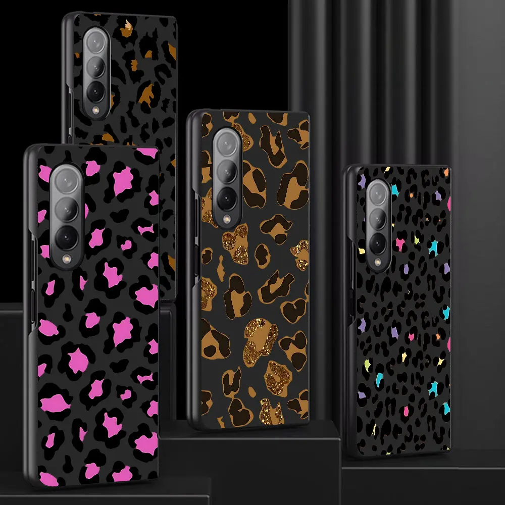 Leopard Print cool Black Case for Samsung Galaxy Z Fold4 Z Fold5 5G ZFold4 Z Fold3 Shockproof Cases Cover Funda Coque