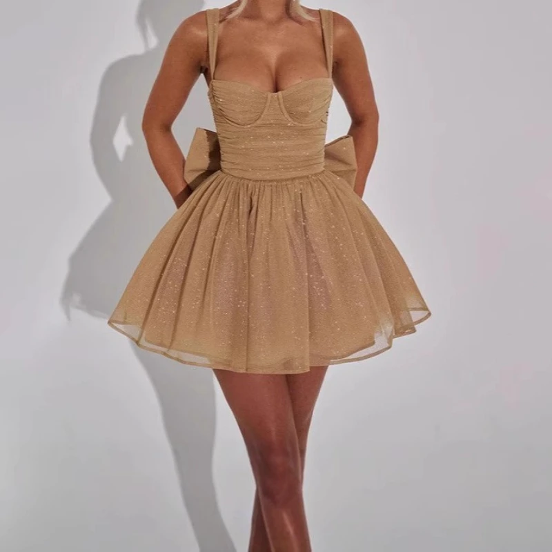 

2025 Autumn and Winter Temperament Sexy Slim Tube Top Bow Women's Banquet Dress