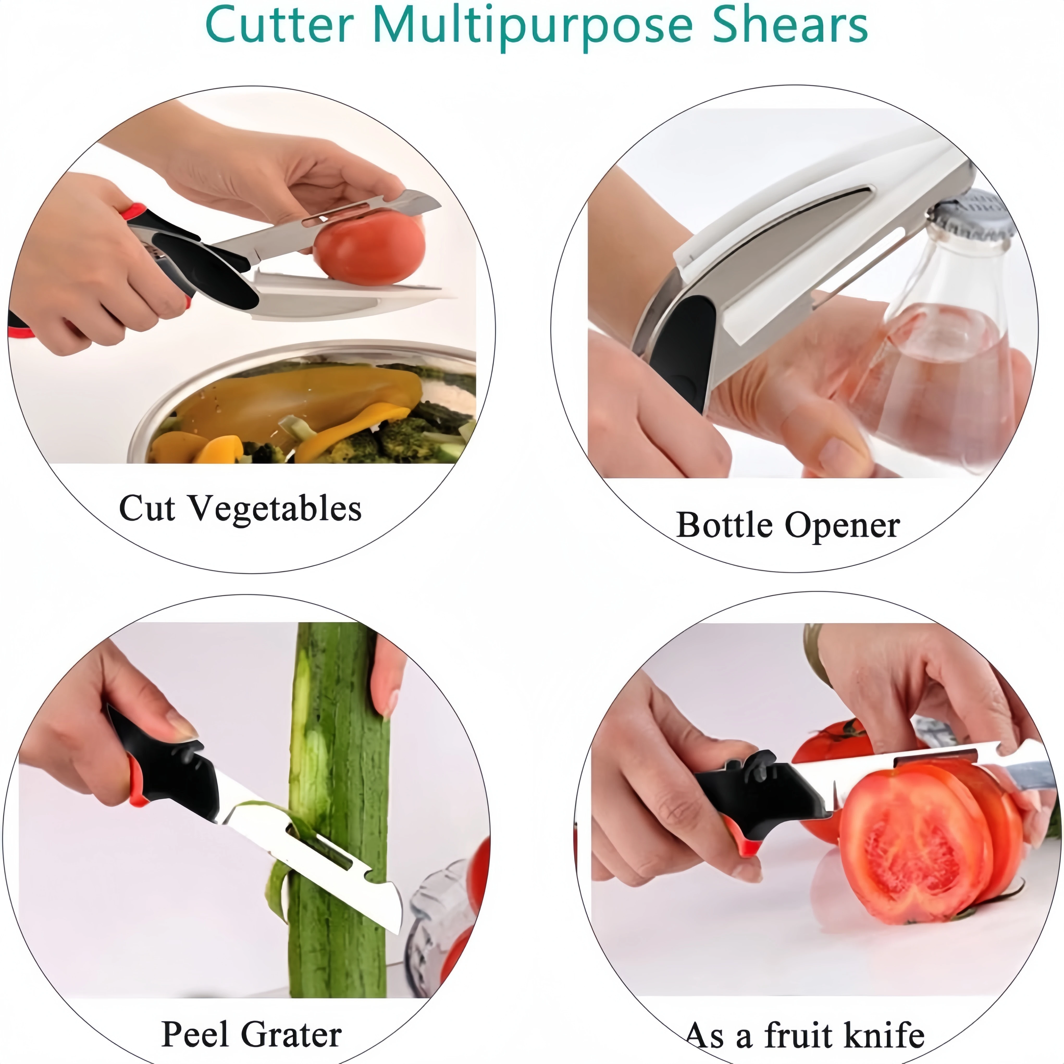 Powerful Multi-functional Scissor Cutting Board Scissors Outdoor Camping Slicer Barbecue Cutter 6in1 Vegetable Salad Chopper