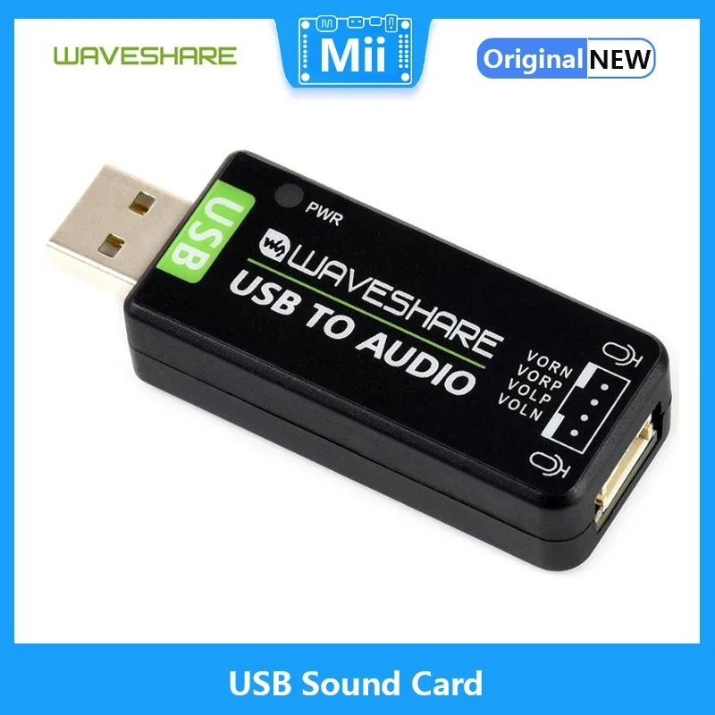 Waveshare kartu suara USB, modul Audio USB, bebas Driver, konverter Audio eksternal untuk Raspberry Pi / Jetson Nano