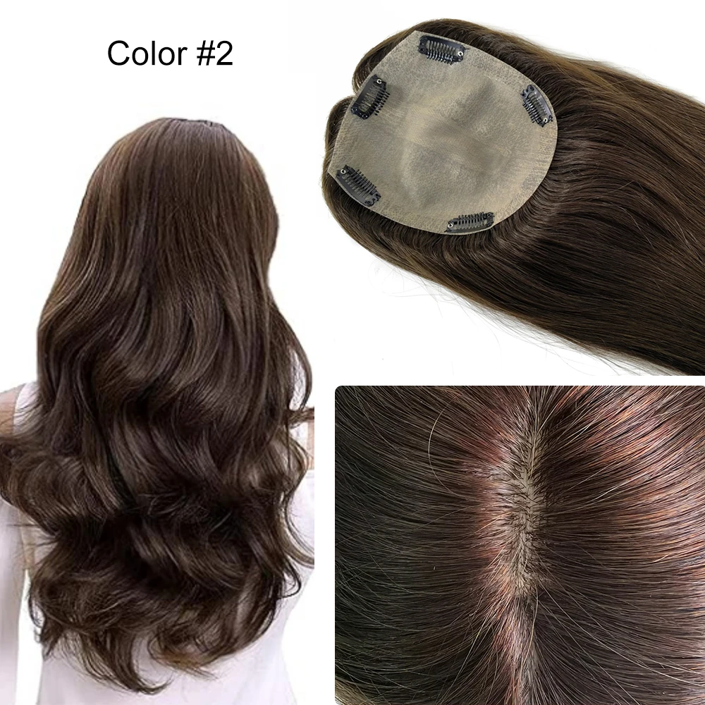 Silk Top Parting Cover Transparent PU Injection Base 15x16cm Human Hair Women Topper for Thinning Hair Manufacturer in Stock
