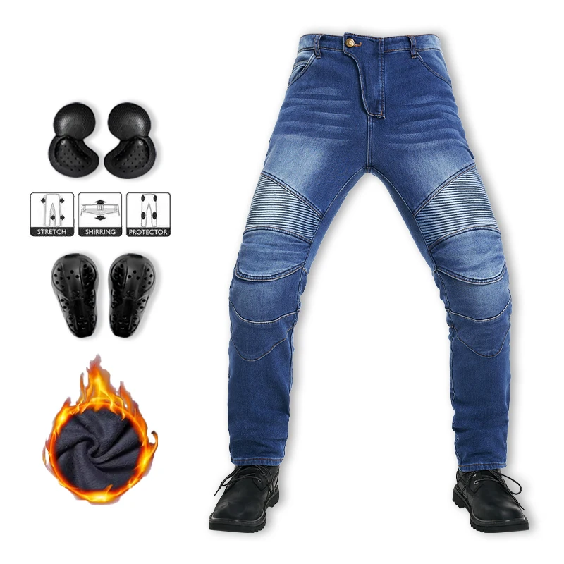 

Мужские зимние мотоциклетные брюки, синие джинсы, теплое утолщенное защитное снаряжение от падения, новые уличные брюки для мотокросса