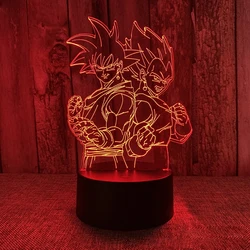 Anime Goku Vegeta Dragon Ball Z Super Saiyan 3D lampada LED Night Light Goku Jiren Broly lampada da tavolo regalo 7/16 colori ricarica USB