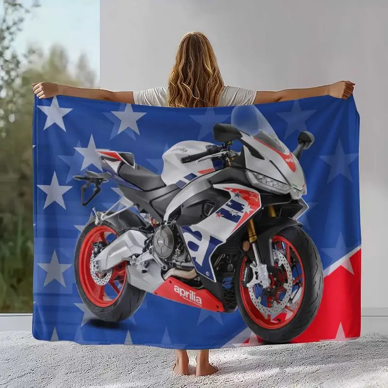 Vintage A-Aprilia Racing Car Soft Flannel Throw Blanket,Cozy Blanket for Bed,Sofa,Living Room,Picnic,Camping,Home Decor Moto
