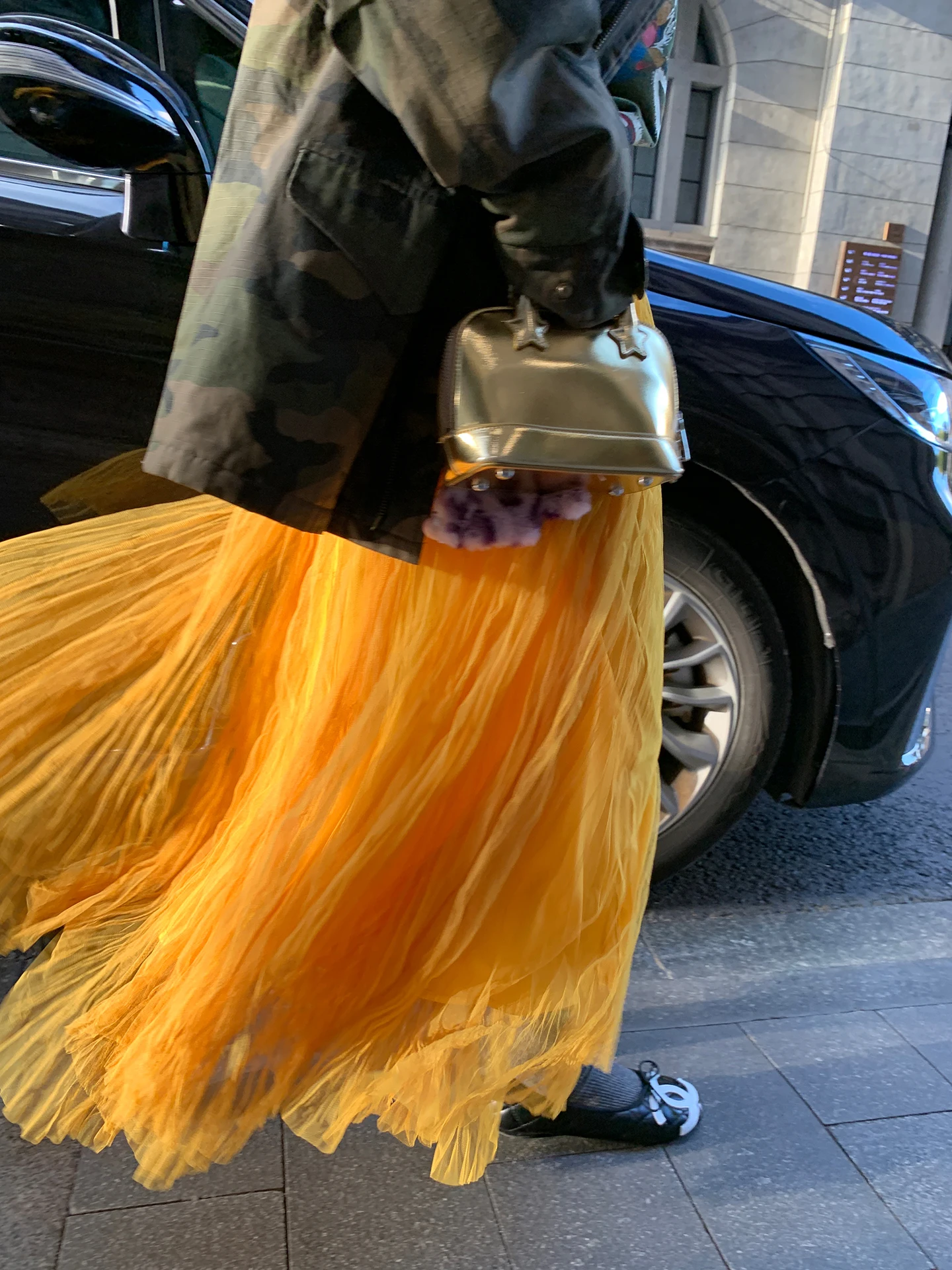 

Yellow Asymmetrical Elastic Waist Skirt Women's 2025 New Winter Uneven Tulle Skirt Casual Style Polyester Fabric A-Line Skirt