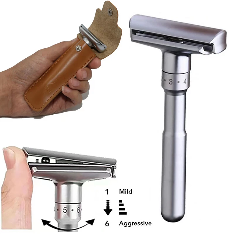 

Safety Razor straight razor For Men Adjustable Close Shaving Classic Double Edge Razor blades knife replacement shaving set