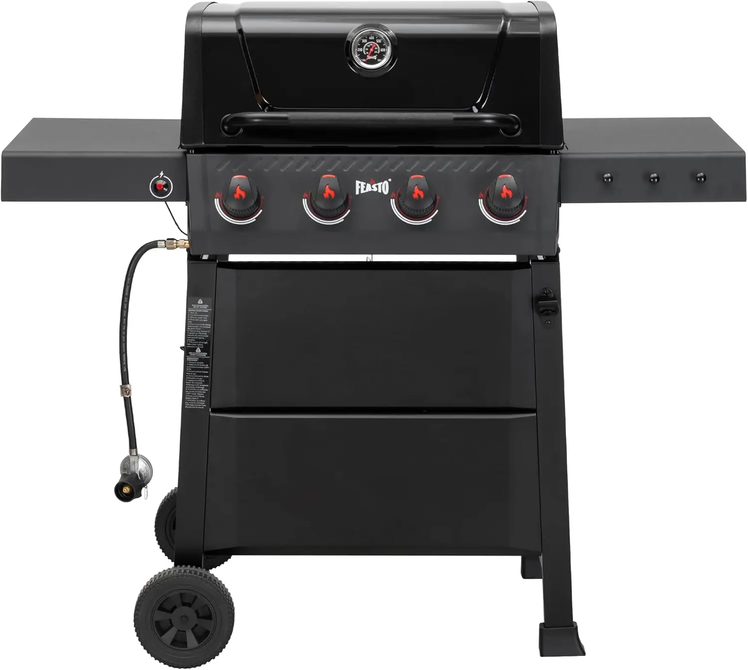 

4-Burner Propane Gas Grill with Dual Side Tables, Outdoor BBQ Grill with Enameled Coated Chamber Body for Backyard, 36,000 BTU P