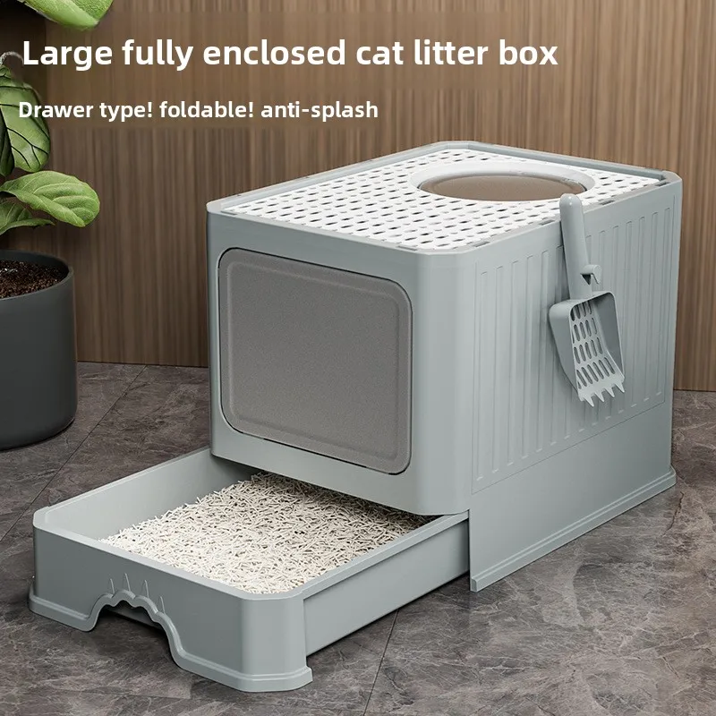 &c Extra Large Eco-Friendly Cat Litter Box Anti-Splash and Odor-Proof Reinforced Thickened Drawer Fully Enclosed Pet Supplies