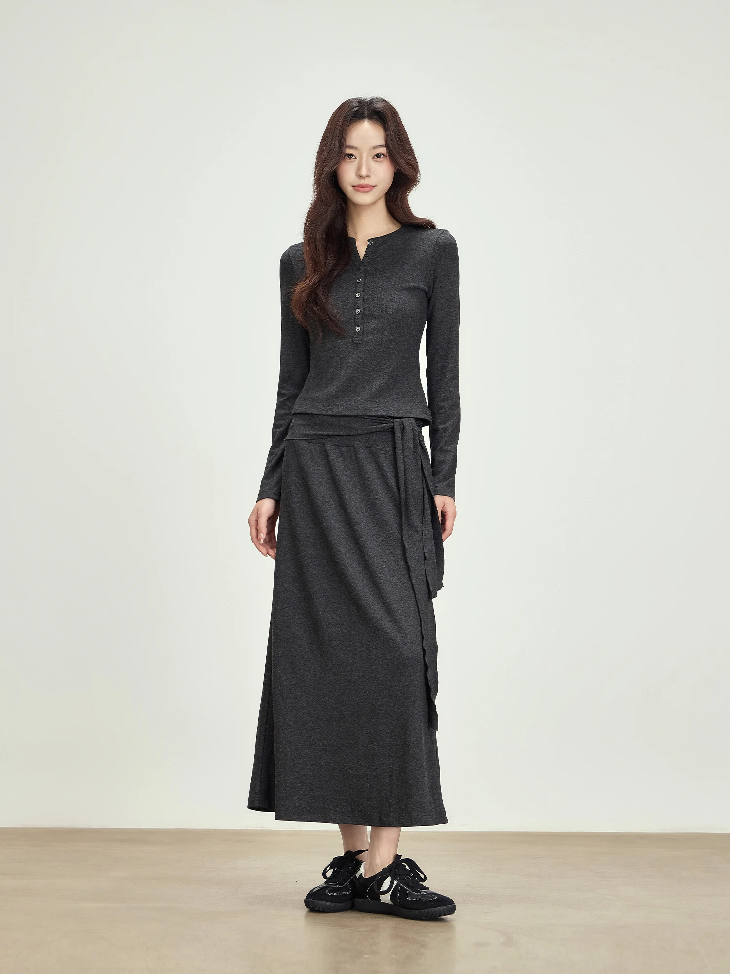 

ay Asymmetrical Hem Skirt Set Women's Faion Spring Knitted Two-Piece Suit Slimming A-Line Midi Dr Casual Workwear