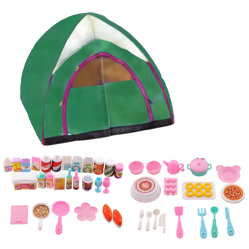 Tent for Barbie Travel Accessories Food Fashion Playhouse Fun Camping Game Doll Accessories Toys for Children Christmas Gifts