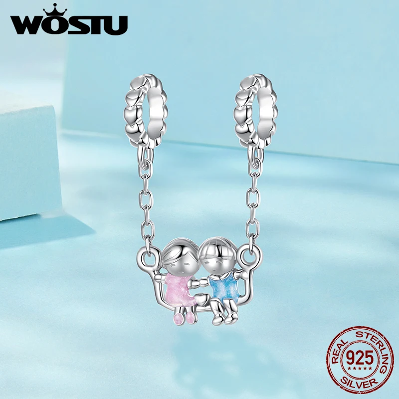 WOSTU 2025 جديد 925 فضة الوردي الخنفساء سحر الأسود الباندا الدب قلادة ثعبان اللؤلؤ حبة التنوب الأصلي سوار لتقوم بها بنفسك هدية
