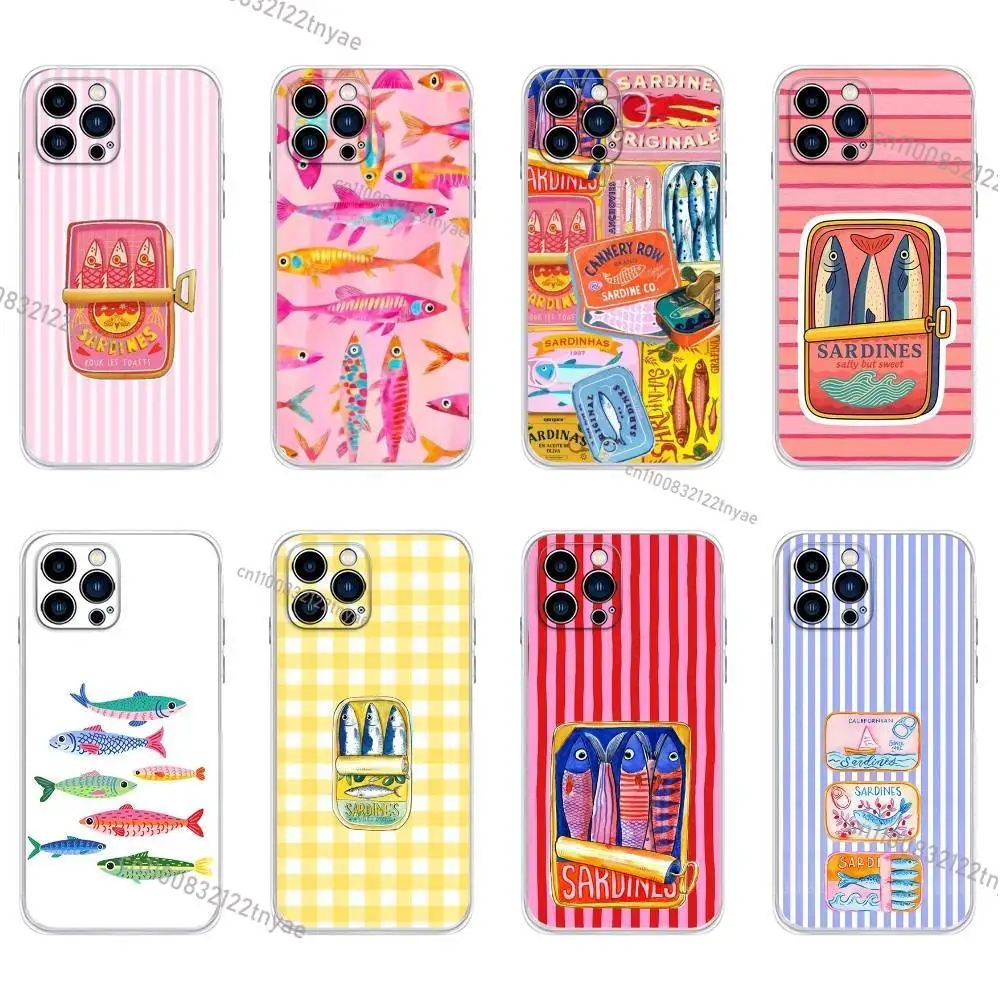 

Sardines Fish Art Phone Case for iPhone 16,15,14,13,12,11 Pro Max IPhone,17,Air,16E Anti-Fingerprint Anti-Shock Rear Cover