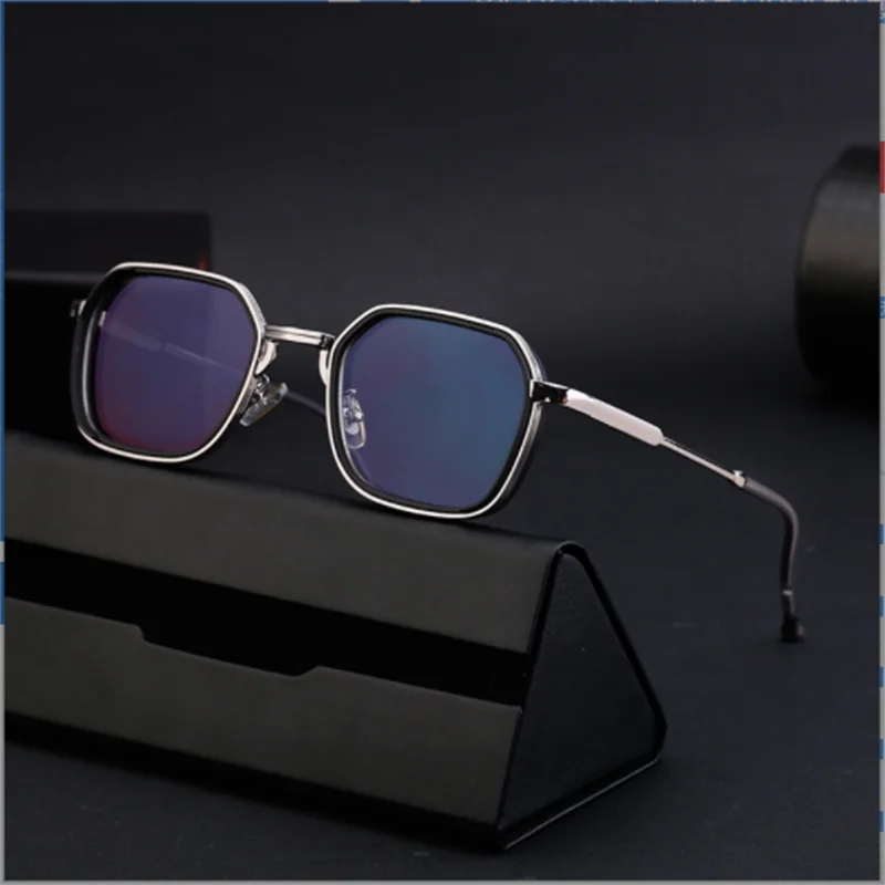 Pure metal frame square business glasses for men and women, casual sun visors for both men and women, luxurious and fashionable