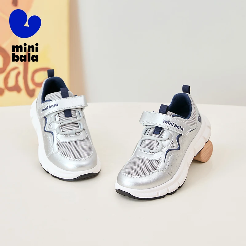 Mini Bala Unisex Kids Sports Shoes Running Shoes Breathable Anti-slip Bacteria-inhibiting Insole Mesh Shoes Velcro-fastened