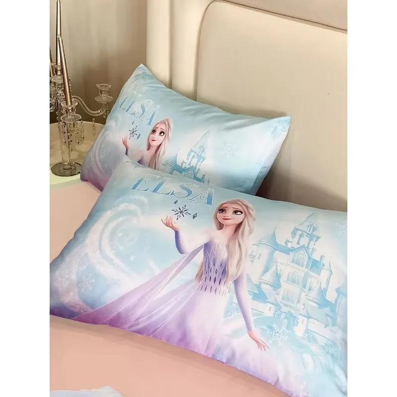 Disney Elsa Ice and Snow Princess Bed Sheets and Quilt Covers Four-piece Autumn and Winter Frosted Dormitory Children's Products