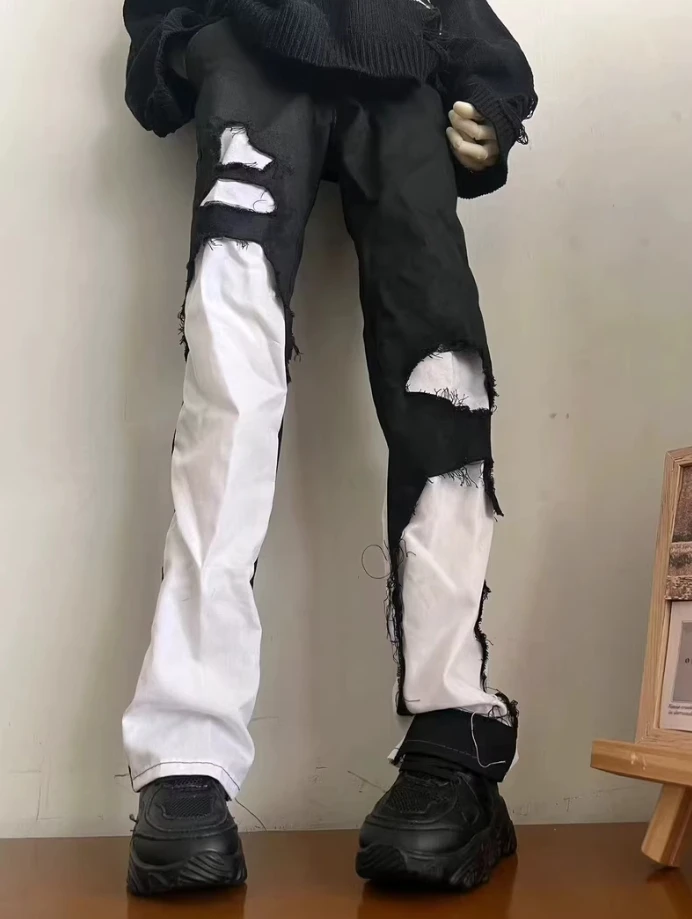 A04 어린이 수제 장난감 삼촌 ID75 uf75 BJD 인형 옷 혼합 색상 흑백 컬러 차단 서리로 덥은 스타일 바지 1pcs