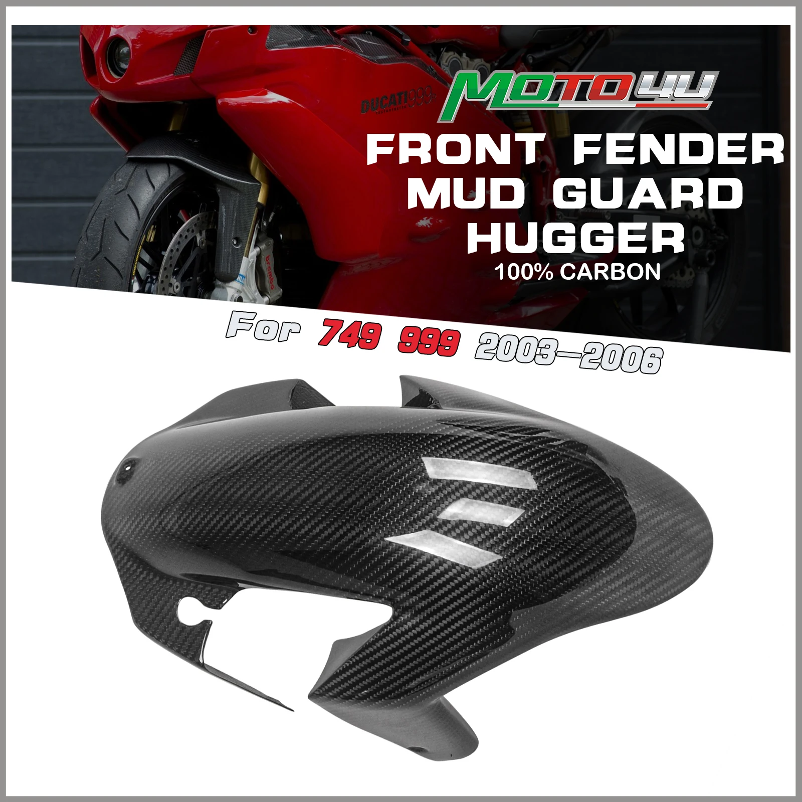 For DUCATI 749 999 2003 2004 2005 2006 100% Carbon Fiber Front Fender Mud Guard Hugger Fairing Cowl Motorcycle Modification