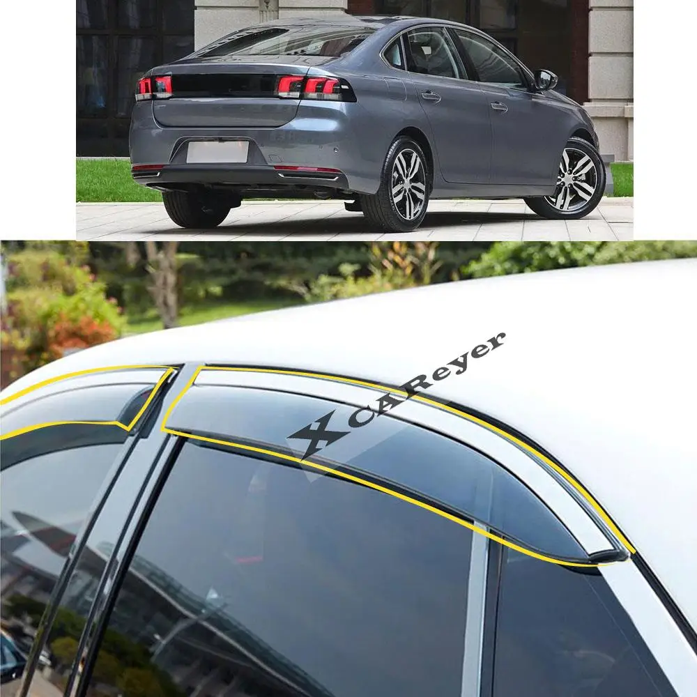 

Для Peugeot 308 2016 2017 2018 2019 2020 наклейка для стайлинга кузова автомобиля пластиковое оконное стекло ветрозащитный козырек детали от дождя/солнца