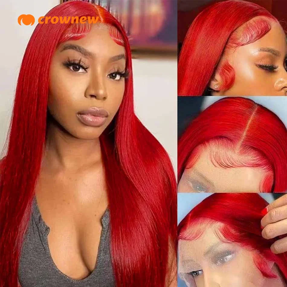 Red Lace Front Human Hair Wigs 13X4 Hd Lace Frontal Wig Human Hair 100% Straight Frontal Wig Human Hair Pre Plucked Cheap Wigs