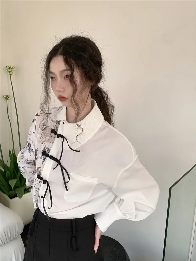 CHEERART Vintage White Peter Pan Collar Button Up Shirt For Women 2023 Long Sleeve Luxury Designer Top And Blouse Clothing