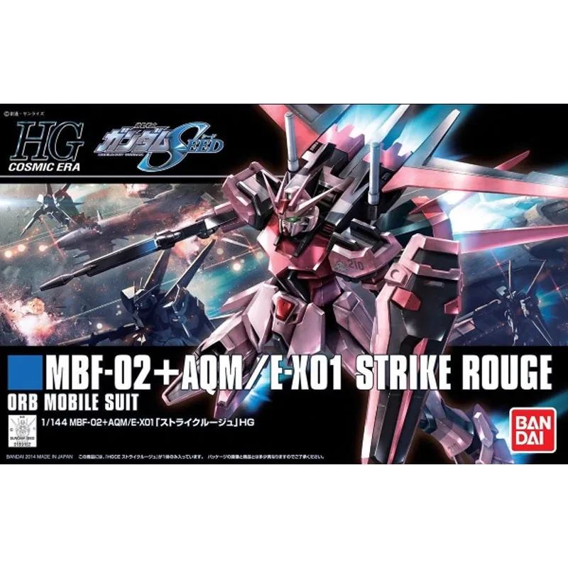 

Bandai HGCE 1/144 Anime SEED MBF-02+AQM E-X01 STRIKE ROUGE Assembly Model kit Action Figure Toys For Kids Collectible Gift