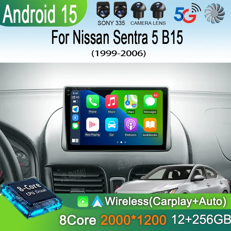 

Car Radio Android 15 Carplay Auto For Nissan Sentra 5 B15 1999-2006 GPS Navigation Multimedia Video Player Head Unit Stereo DSP