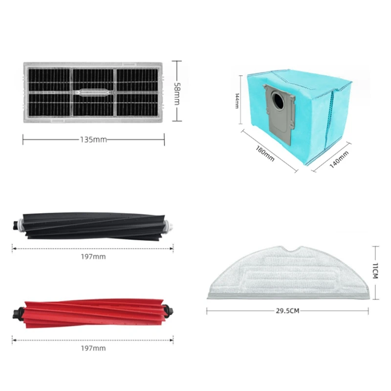 13ชิ้นสำหรับ roborock S8 Pro S8พิเศษ + S8อะไหล่เครื่องดูดฝุ่นหลักแปรงไม้ถูพื้นตัวกรองถุงฝุ่นอุปกรณ์เสริม