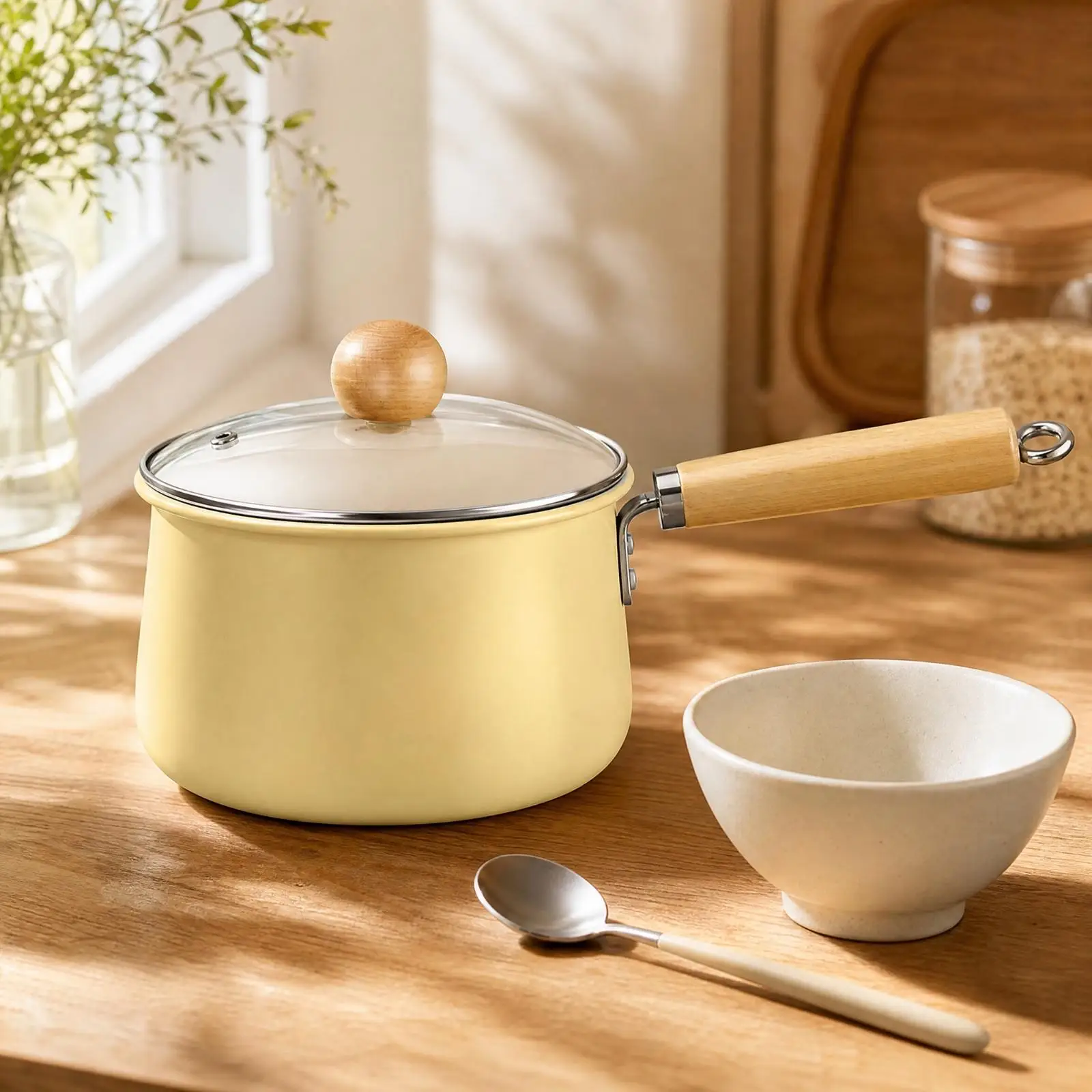 Nonstick Cooking Pot Iron Saucepan with See Through Lid for Kitchen Stove Use