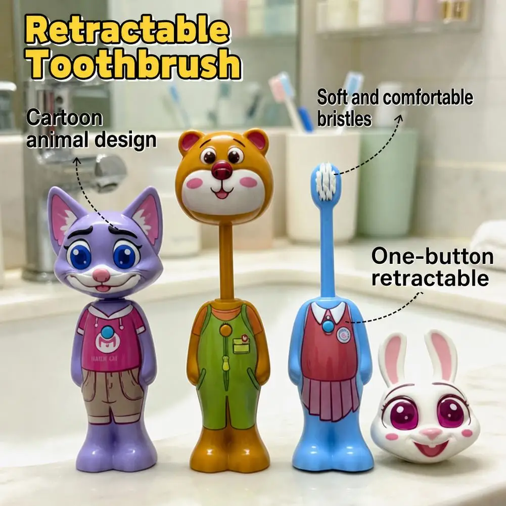 Anime my world Scalable Toothbrush Cute MC Figures Transformable Soft Bristled Toothbrush Fine Bristled Gifts