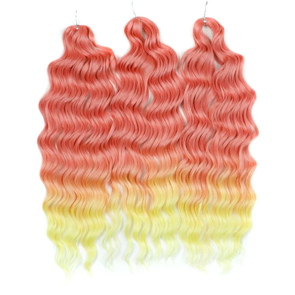 VRIJHEID Synthetische krullende vlechthaarextensies 24 inch/60 cm lang diep golvend twist gehaakte vlechten haar ombre bruin regenbooghaar