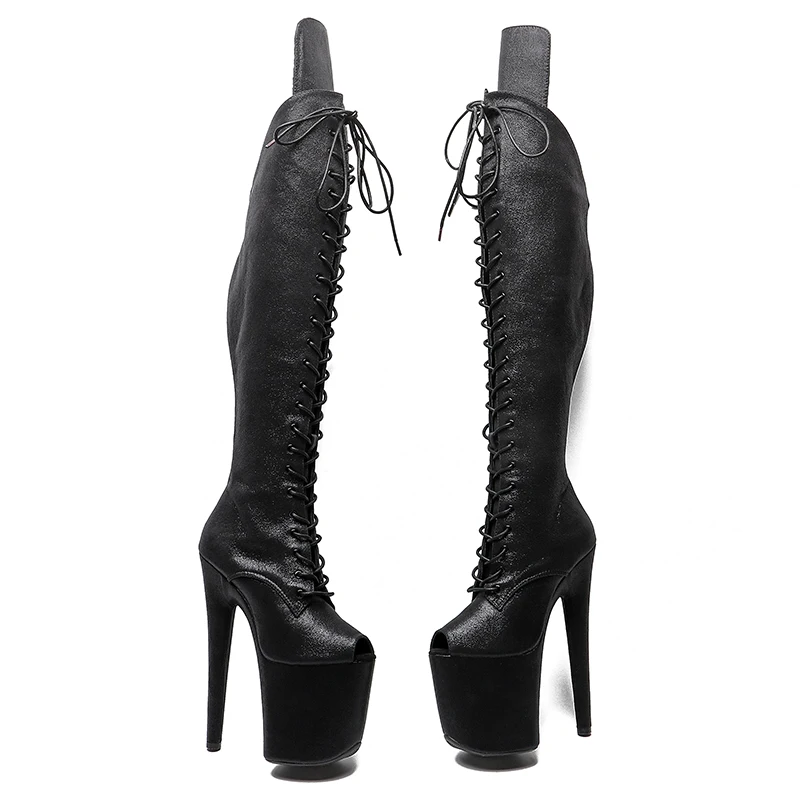 Leecabe  20CM/8inches Women New  Extreme High Heel pole  Dancing Stripper Shoes sexy Platform  knee high boots 5B