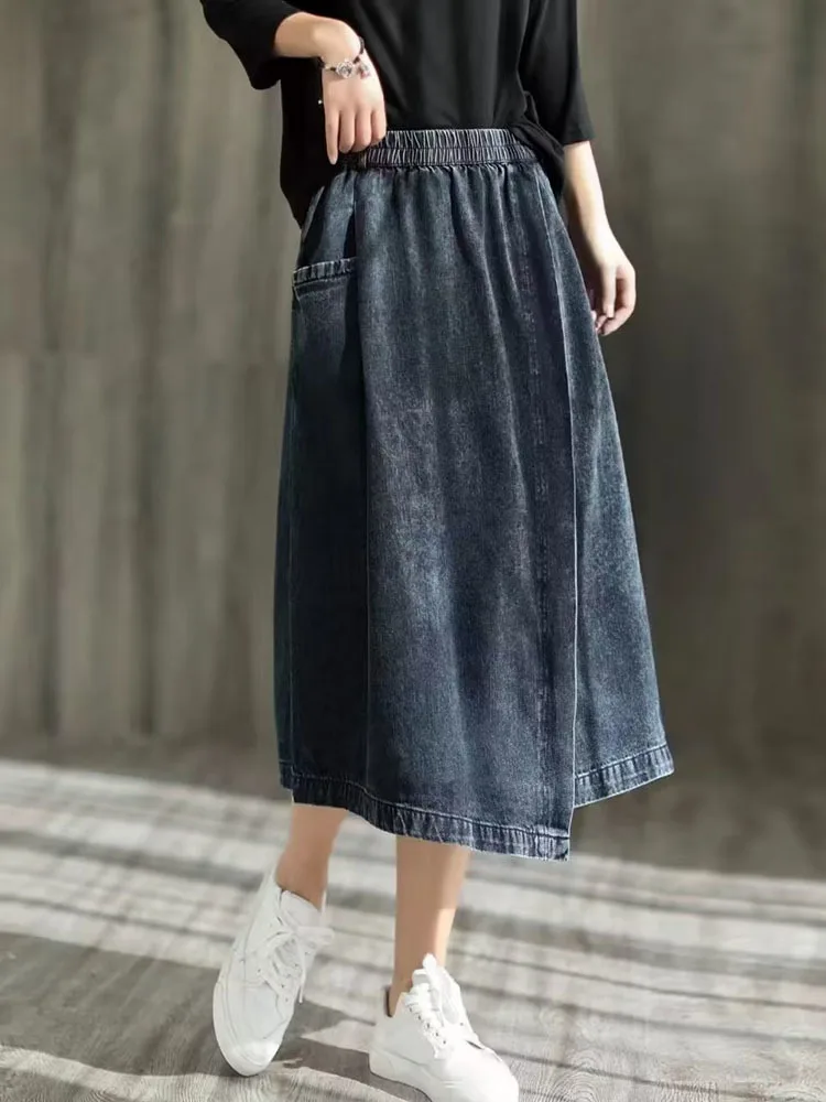 Max LuLu 2024 Spring New Streetwear Womens Fashion Vintage Loose Denim Skirts Females Luxury Classic Leisure Harajuku Clothing