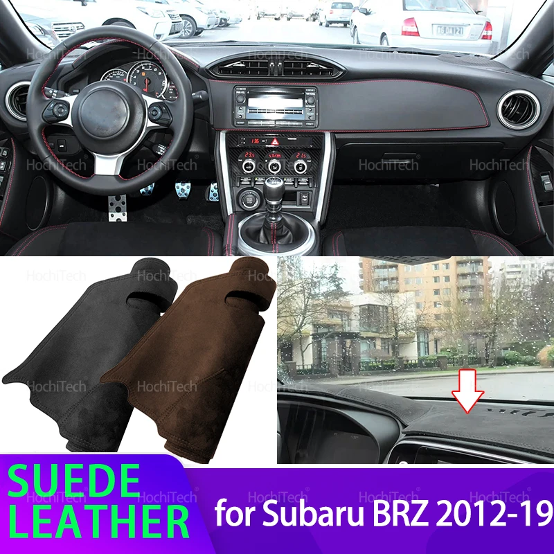 

Замшевый кожаный коврик с защитой от ультрафиолета, черный/коричневый чехол для приборной панели, солнцезащитный козырек, нескользящий коврик для Subaru BRZ 2012-2019 2016 2017 2018
