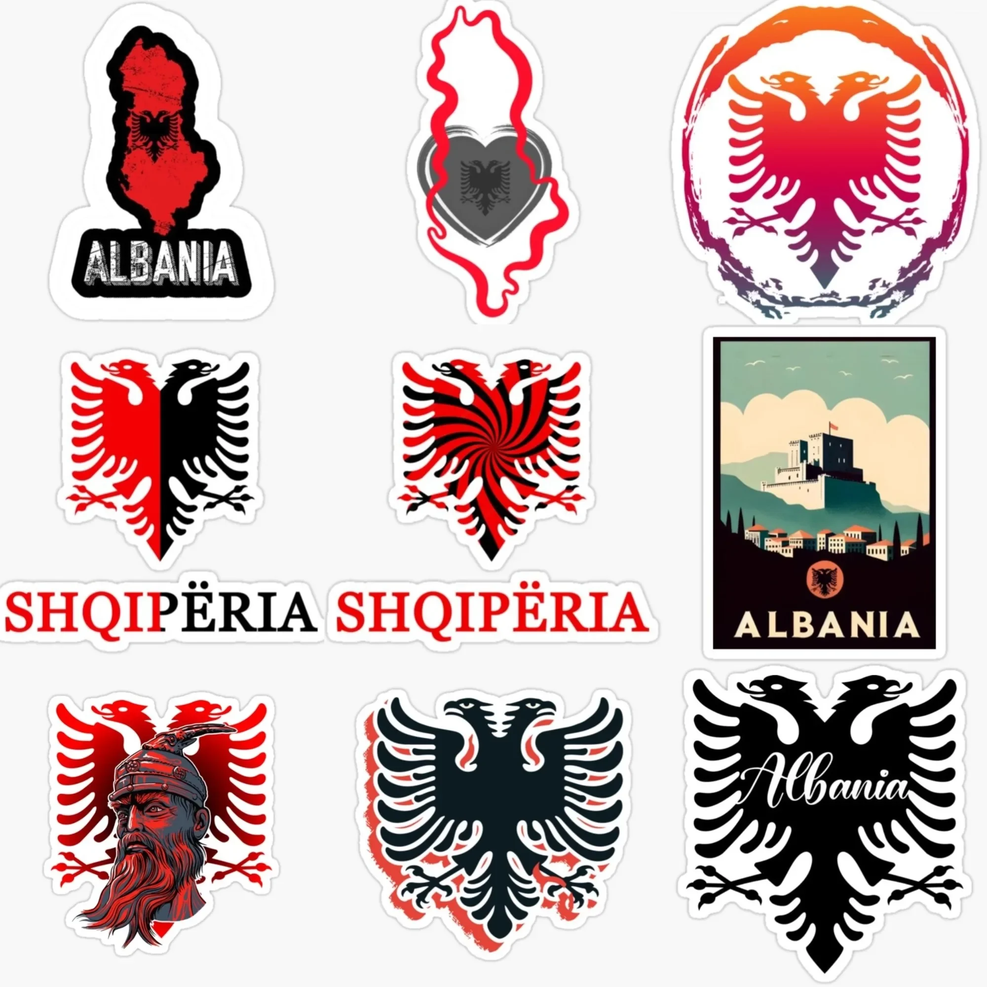 

AL Albania Flag Map National Emblem Eagle Creative Sticker for Decorate Car Bicycle Truck Wall Window Fridge Decal Accessories