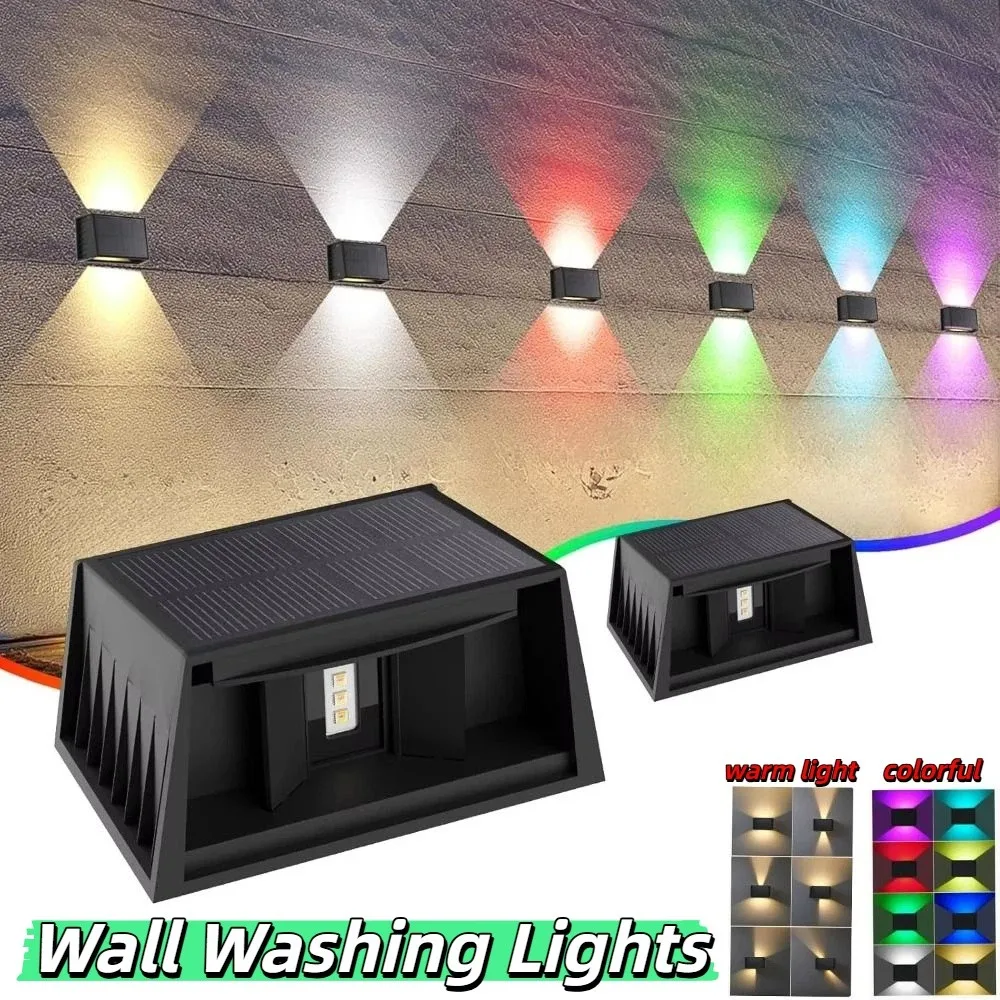 3000K Warm White Solar Fence Light Up Down Lighting Square Shape Solar Wall Light Dimmable Function LED Technology