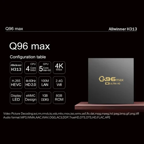 Imagen 2 del producto q96 max Smart TV Box 4G WIFI decodificador 8GB 128GB Android 14,0 reproductor multimedia Allwinner H313 Quad Core iptv