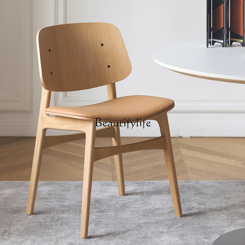

Nordic Italian minimalist solid wood dining chair simple modern medieval desk dining chair
