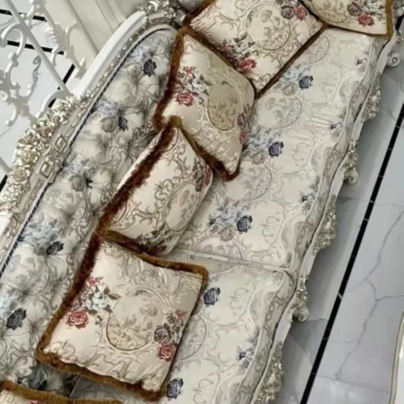 Classical fabric sofa, villa large luxury living room single triple